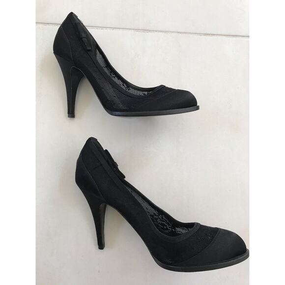 Philosophy di Alberta Ferretti Lace Satin Pumps Heels Black FLAWS - Picture 7 of 11